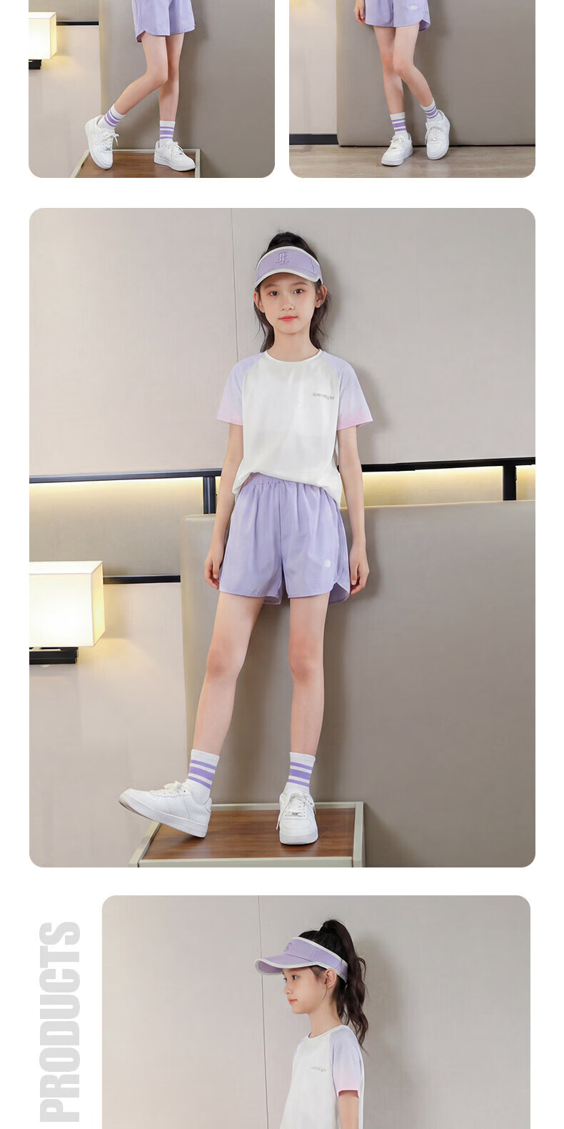 Moonkids Girls Sports Set Kids 2026 New Quick-Dry Ice Silk Shorts Badminton Training Clothes for Girls 13